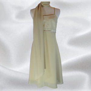 NWT Algo Beige Dress with Scarf in Size 8